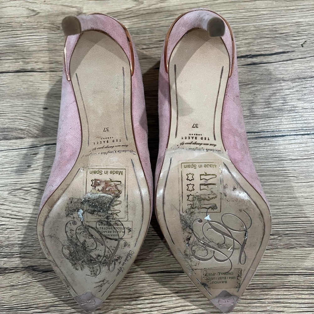 Ted Baker Pink Savio Suede Pointed Pumps Heels - Picture 7 of 7